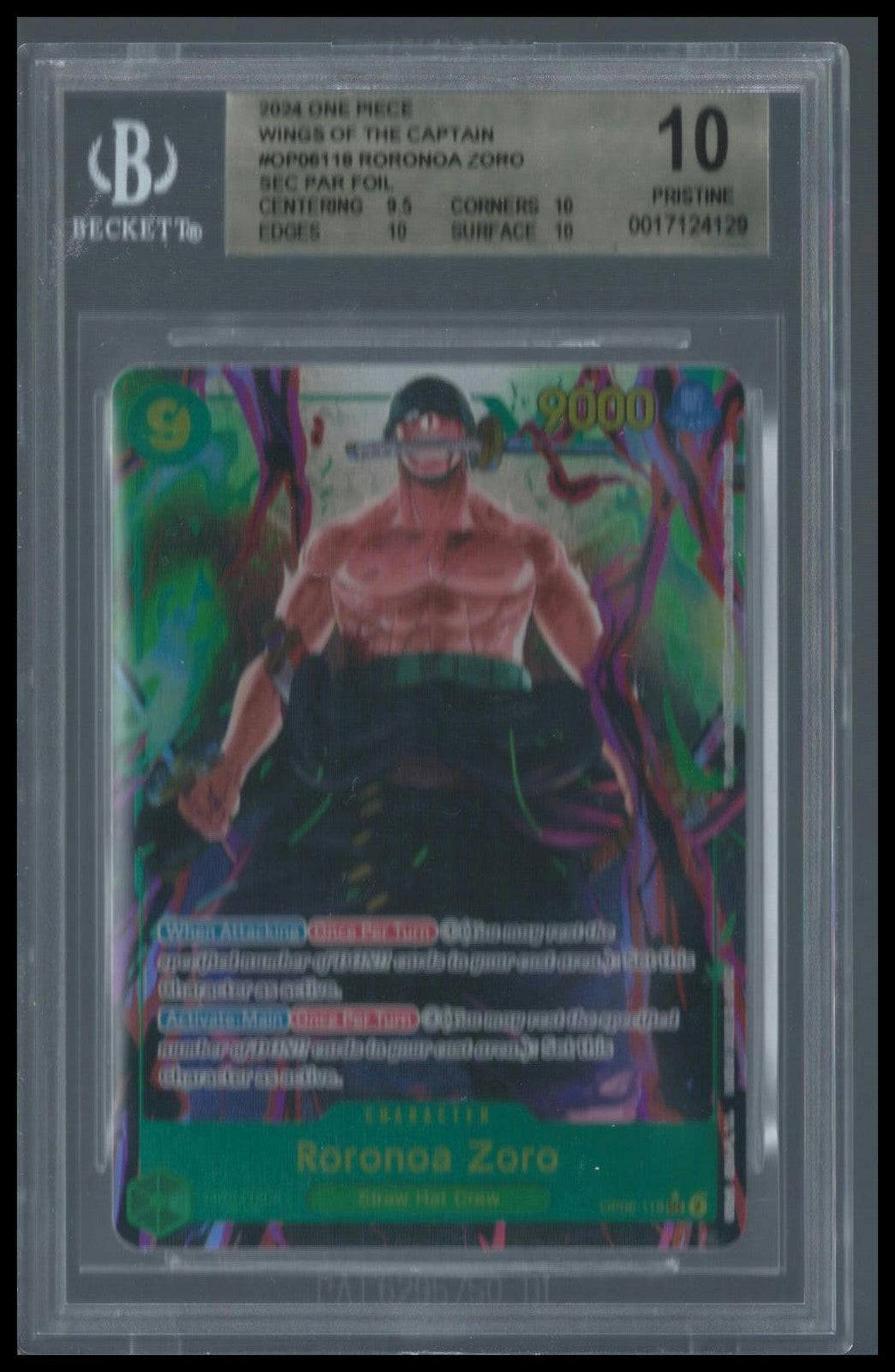 2024 One Piece OP06 EN #118 Roronoa Zoro Alternate Art BGS 10 Pristine