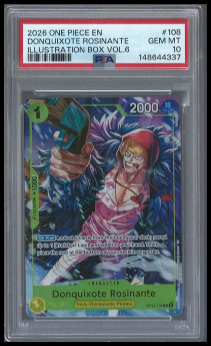 Donquixote Rosinante OP12-108 (Illustration Box Vol.6) PSA 10