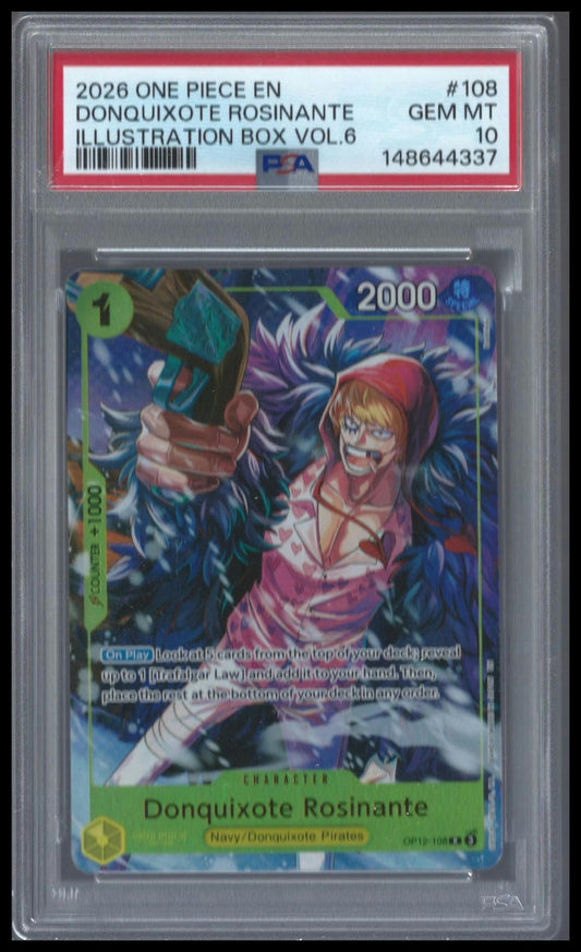 Donquixote Rosinante OP12-108 (Illustration Box Vol.6) PSA 10