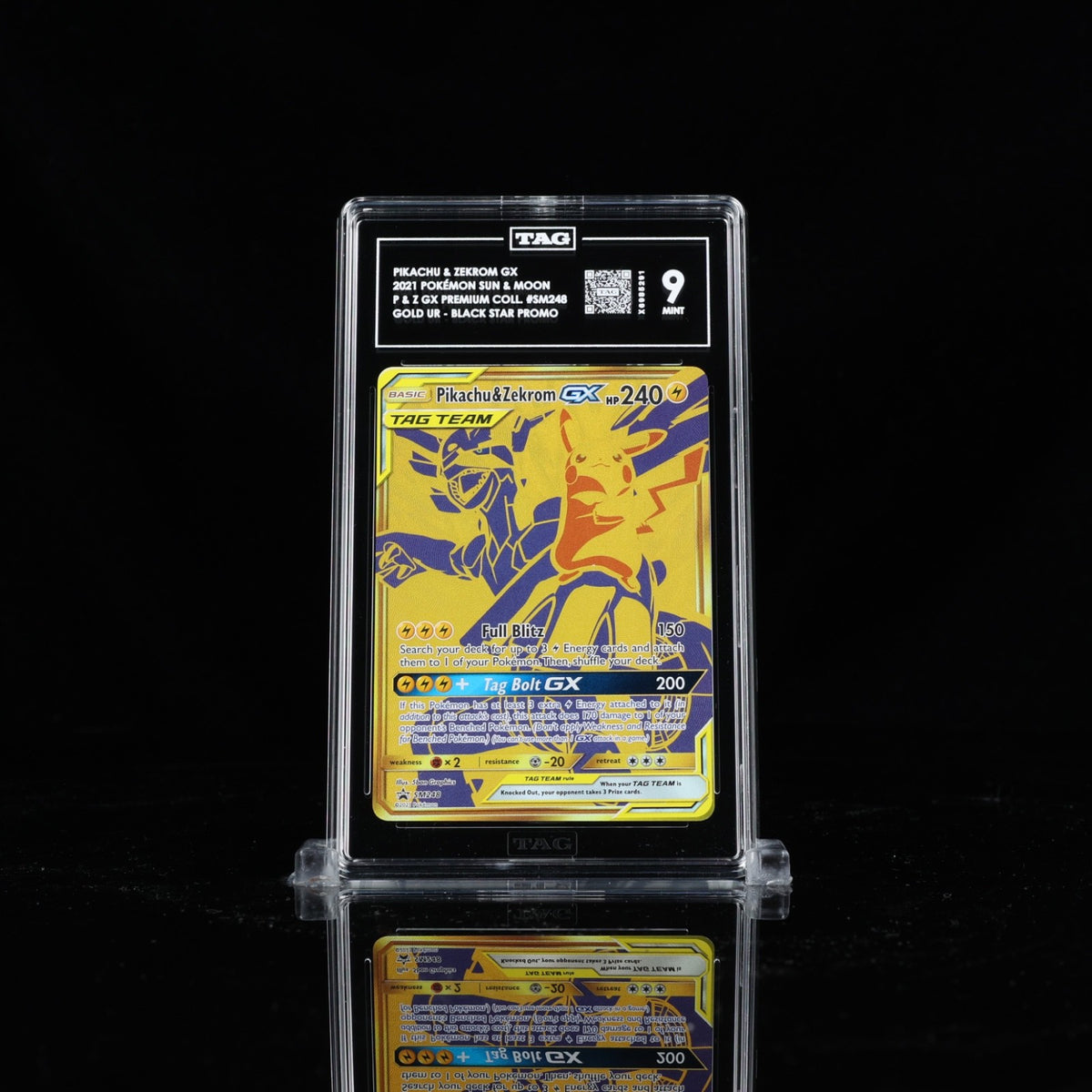 2021 POKEMON SM BLACK STAR PROMO #SM248 FULL ART/PIKACHU & ZEKROM GX TAG 9