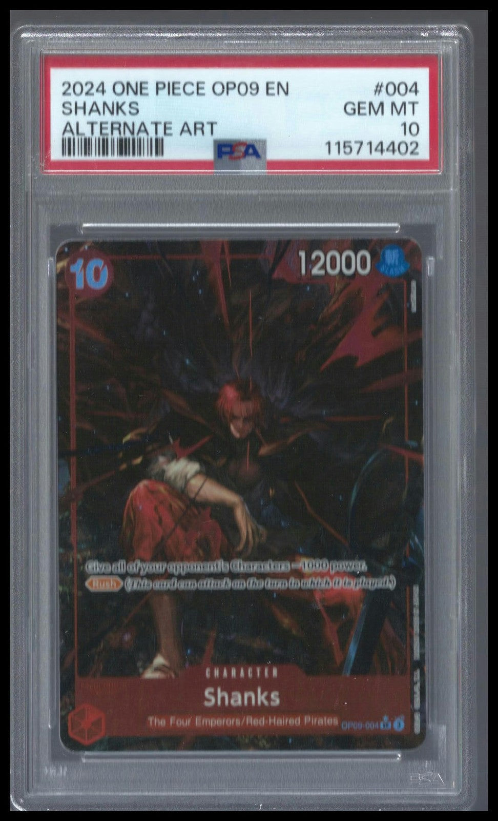 Emperors in the New World #OP09-004 Shanks (004) (Alternate Art) PSA 10